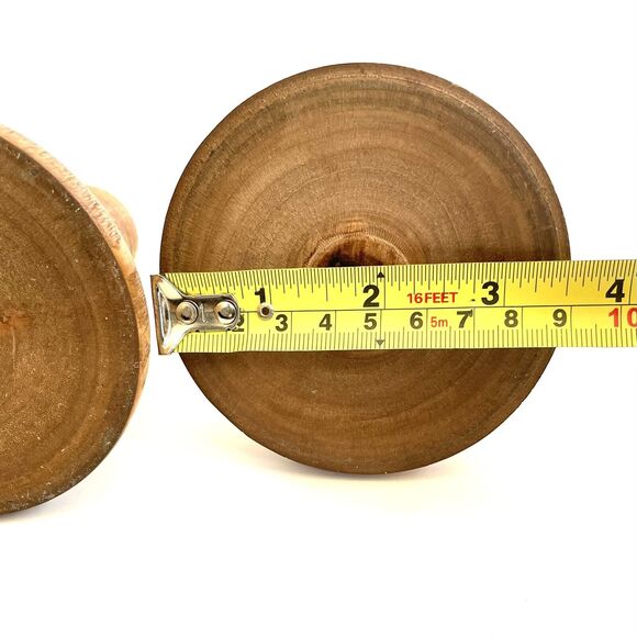 Vintage Wooden pair(2) Of Candle Holders Mid Century Modern Farmhouse Decor - Picture 8 of 9